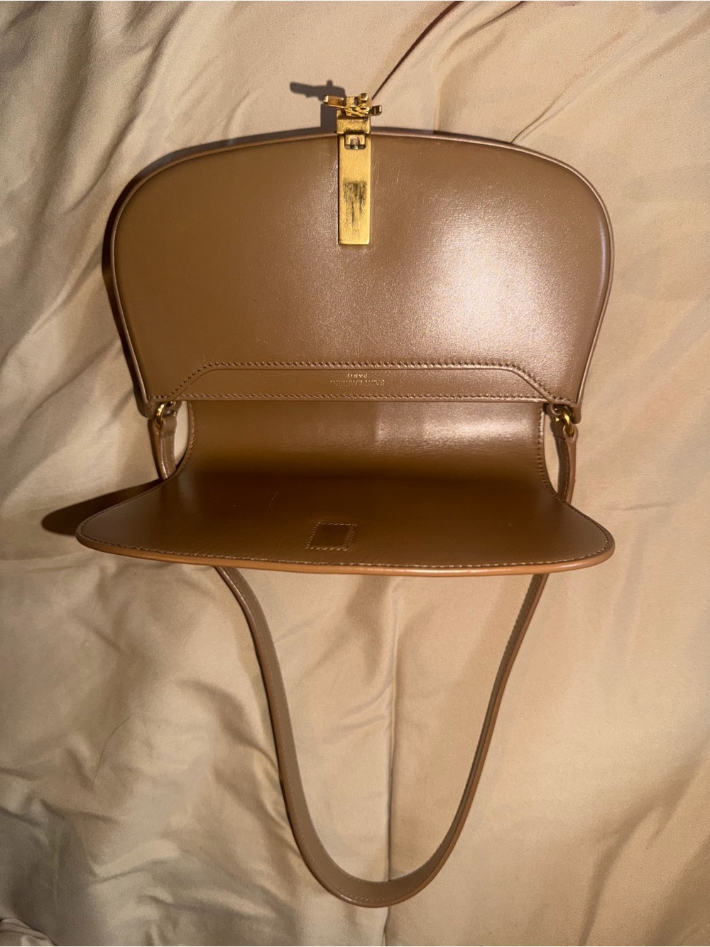 Saint Laurent Taupe Shoulder Bag with Gold YSL Hardware - Picture 6 of 7